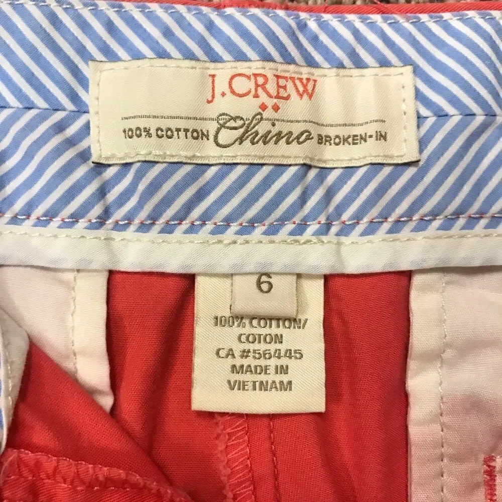 J Crew melon colored chino shorts.  Size 6